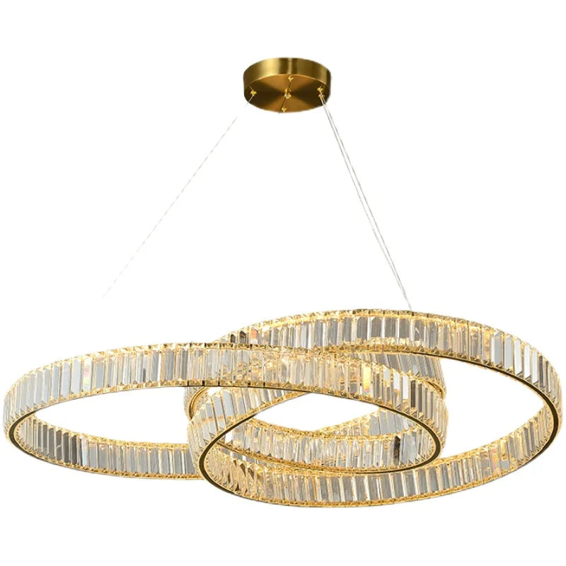 GPD Modern LED Crystal Chandelier, Gold Finish, Ideal for Living Room, Loft, and Indoor Lighting