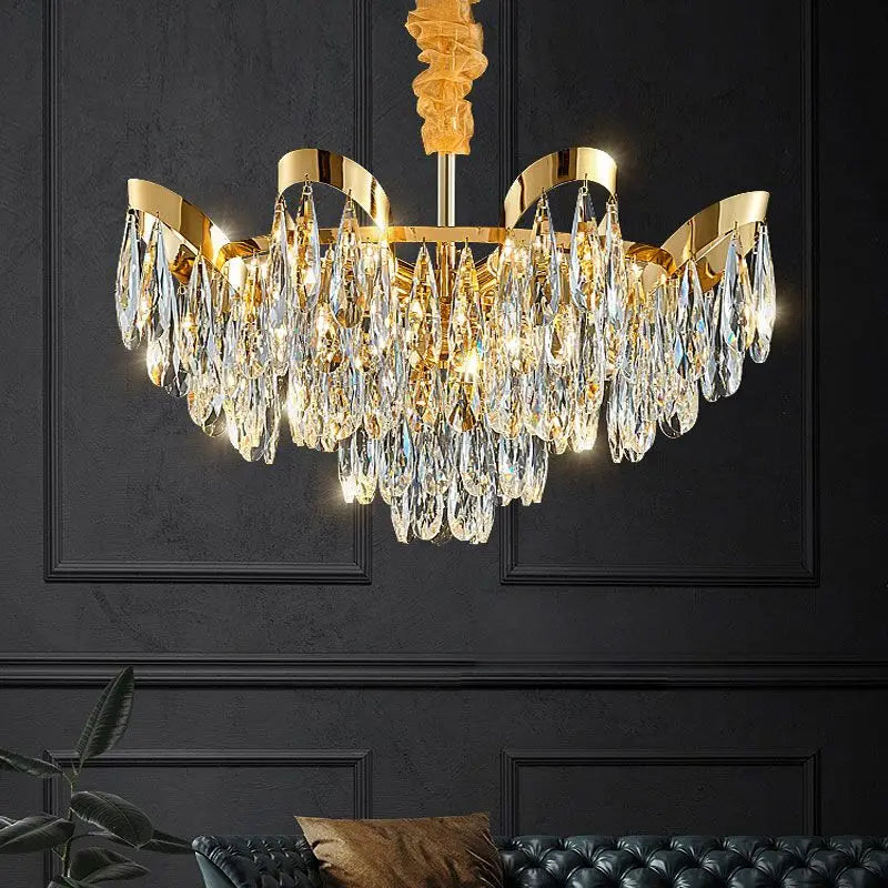 Modern LED Sunflower Crystal Ceiling Chandelier Pendant Lamp, Creating an Atmosphere in Living and Dining Rooms