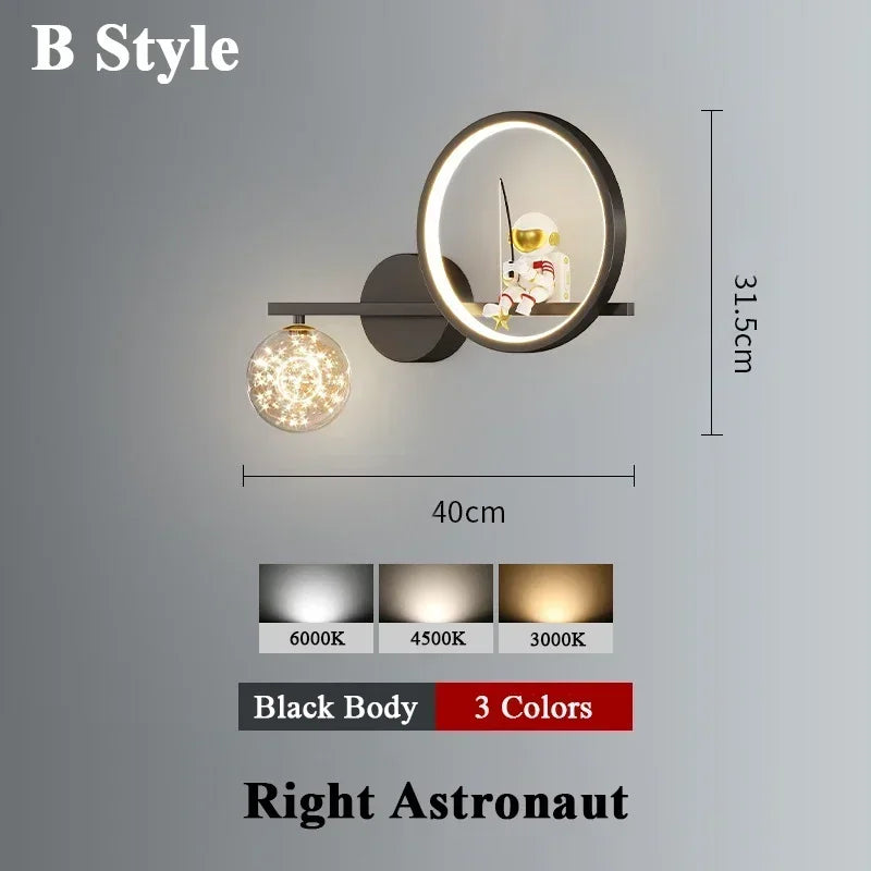 Star Astronaut Projector Wall Light for Children's Living Room Wall Lamp