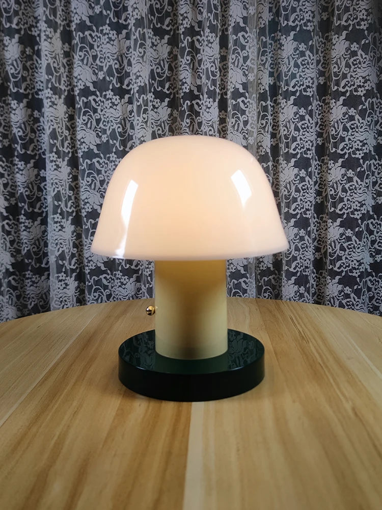 Rechargeable Cordless Mushroom Table Lamp - Battery Operated Night Light for Bedroom, Living Room, Restaurant