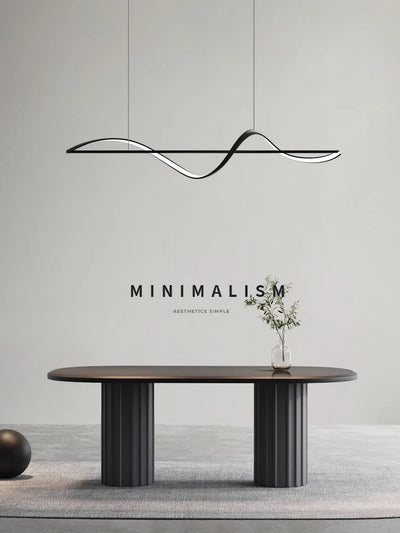 Modern Minimalism Curve LED Pendant Lights One Word Long Strip Dining Room Bar Hanging Lamp Kitchen Light Home Decor Fixtures