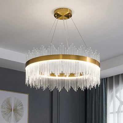 Gold LED Crystal Chandelier Dimmable Bedroom Living Room Ceiling Pendant Lamp Luxury Hotel Pendant Lights Apartment Lighting