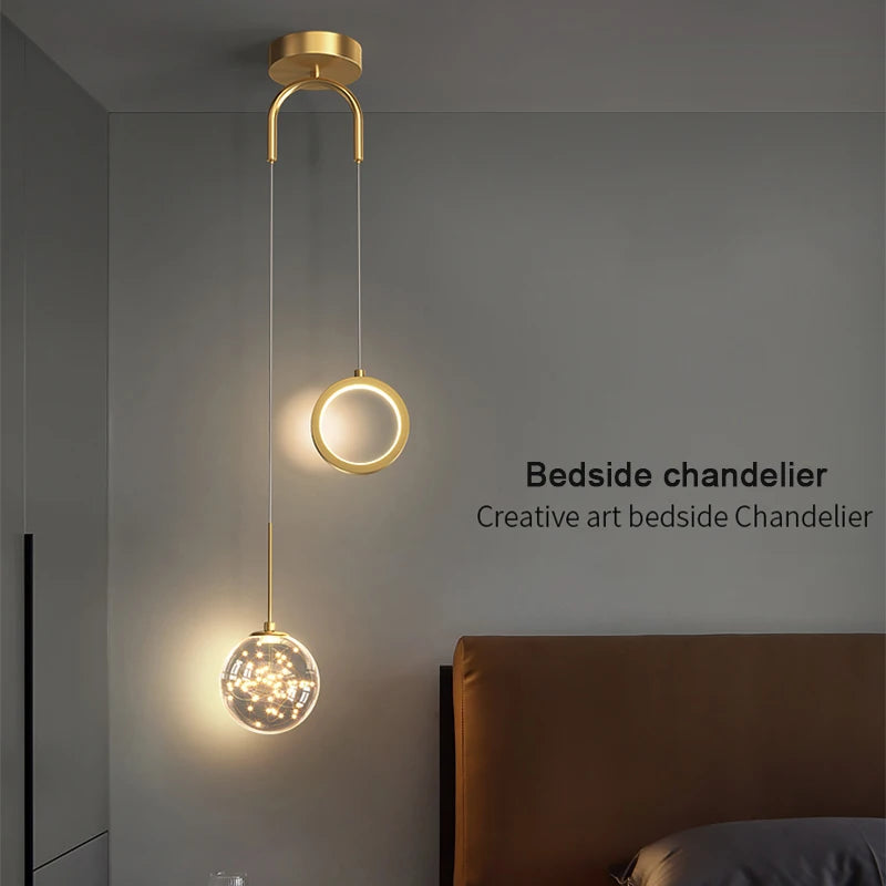 Modern Pendant Light Dimmable LED, E27 Base - Glass & Metal Hanging Lamp Black or Gold for Indoor Space