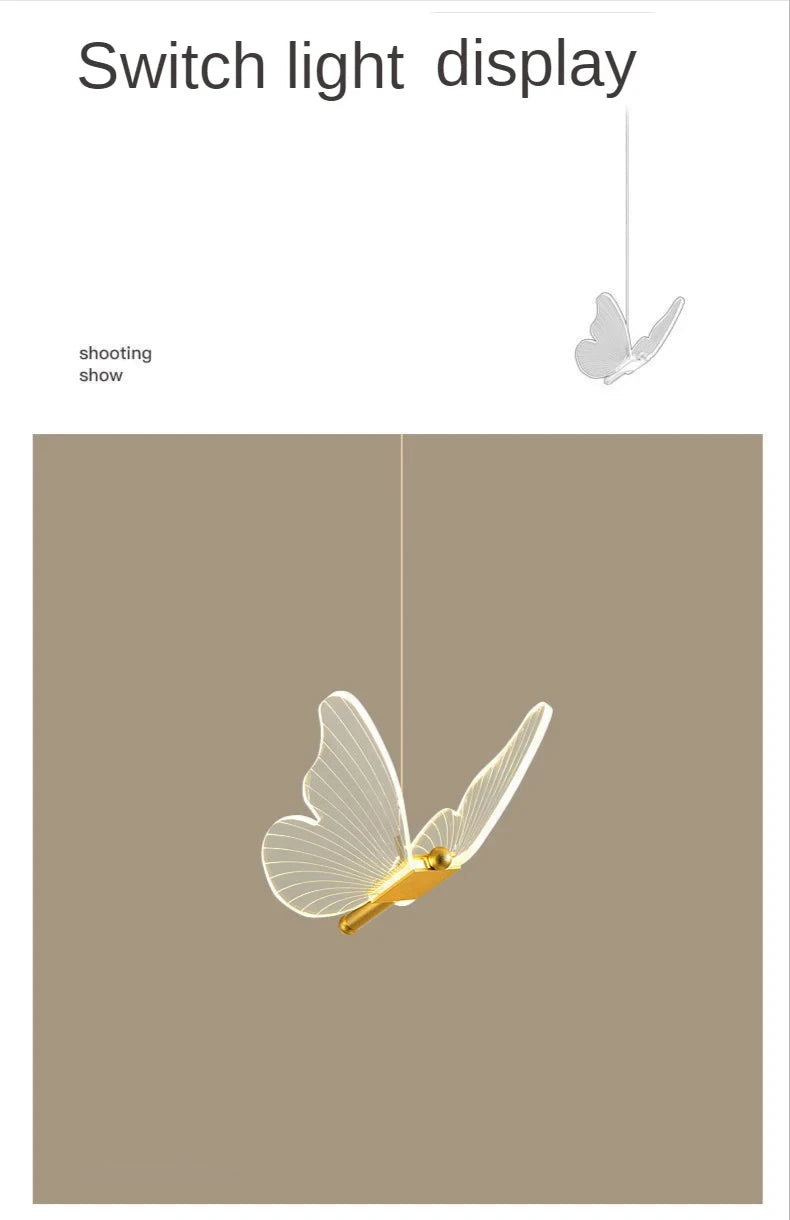 Nordic Butterfly LED Pendant Lamp – Elegant Hanging Light Fixture for Bedrooms and Staircases