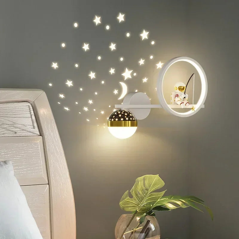 Star Astronaut Projector Wall Light for Children's Living Room Wall Lamp