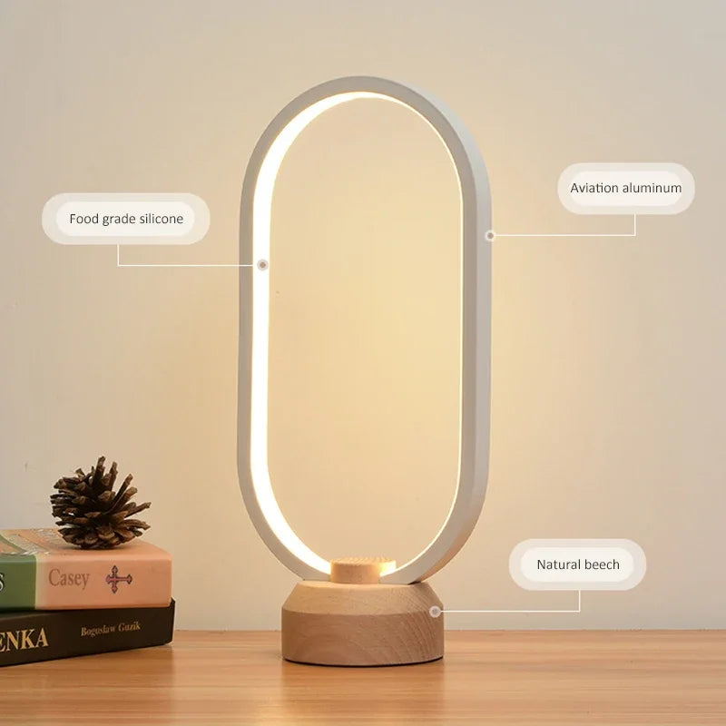 Creative Hollow Oval LED Desk Lamp - Solid Wood for Bedroom, Living Room, Study Table