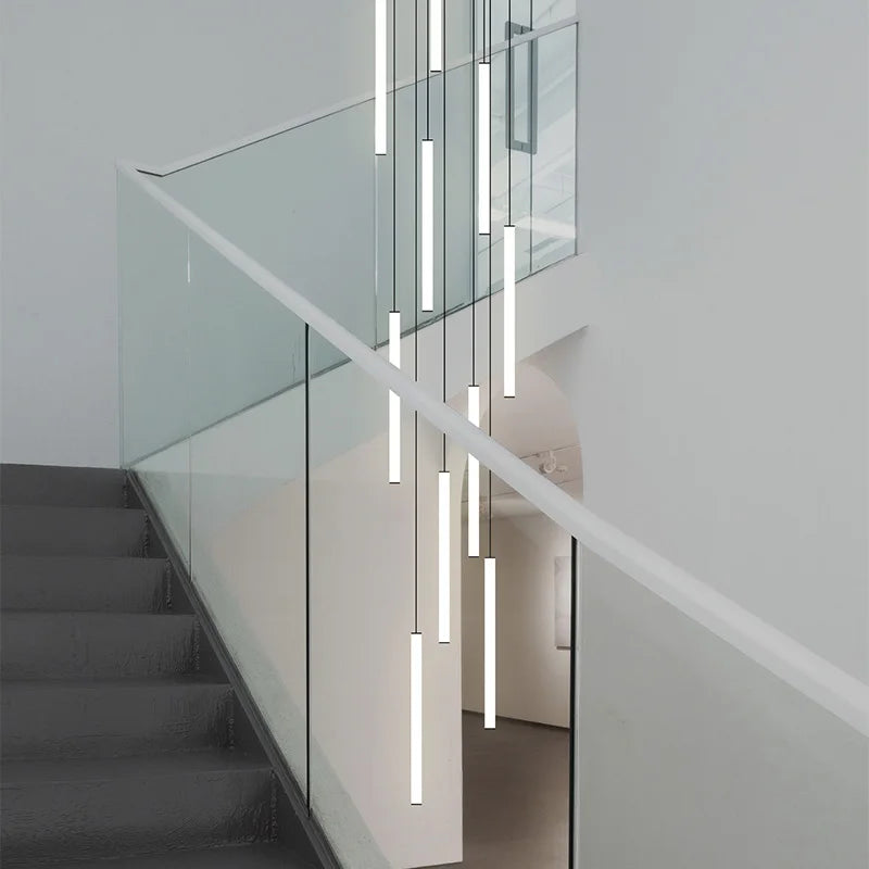 LED Stair Chandelier - Designer Villa Revolving Attic Pendant Lamp for Duplex Buildings Large Chandelier
