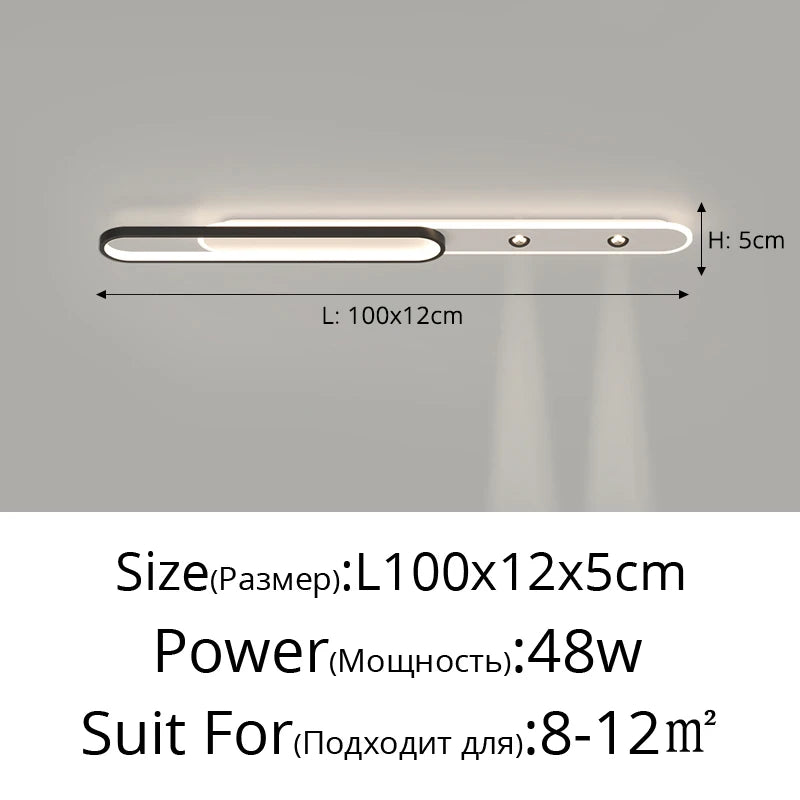 Minimalist Long Strip Ceiling Light with Spotlights for Hallway, Balcony Living Room