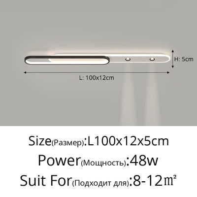 Minimalist Long Strip Ceiling Light with Spotlights for Hallway, Balcony Living Room