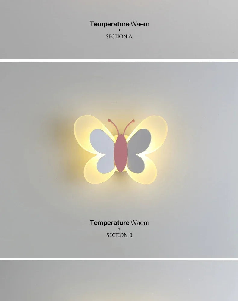 LED Butterfly Wall Sconce Modern Children's Room Butterfly Wall Light