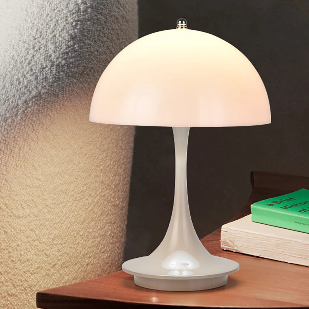 Modern LED Mushroom Table Lamp - Dimmable Flower Bud Lamp with USB Charging