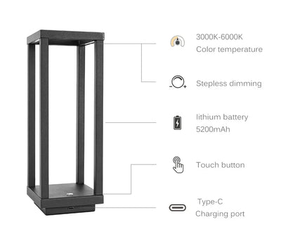 Rechargeable IP54 LED Table Lamp – Touch Control, 3 Brightness Levels, Waterproof