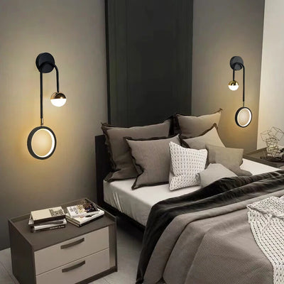 Modern LED Interior Wall Light Headboards with Two Round LED Light Sources, Ideal for Bedroom, Living Room
