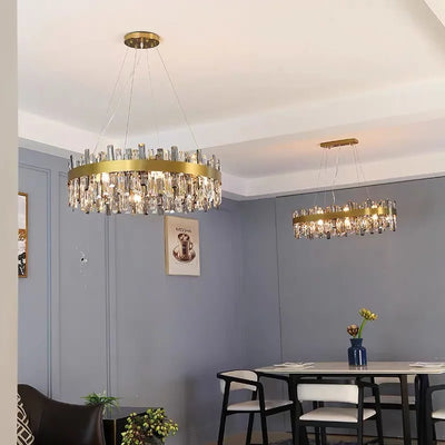 Modern Smoke Grey Crystal LED Chandelier for Living Dining Room Food Tables Bedroom Lamp Home Decor Hanging Light Fixture