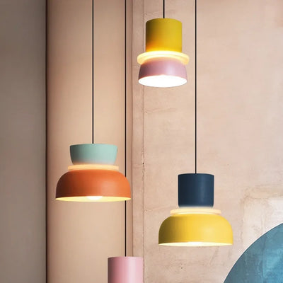 Macaron Color Dull Polish Chandelier – Creative Pendant Light for Bedrooms and Living Spaces