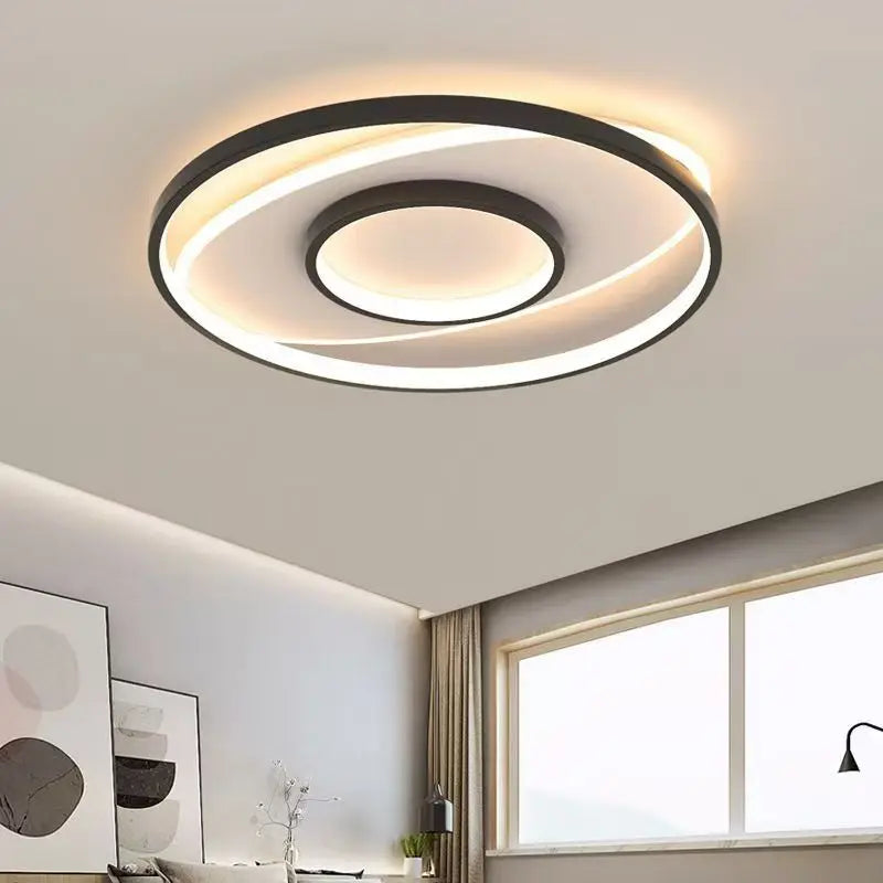 Modern LED Ceiling Light Hallway Home Decor 50CM Dimmable Round Lamp Bedroom Living Room Black White Fixture Lighting Lustre