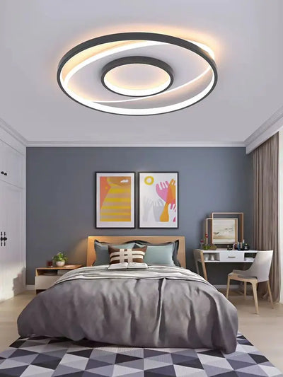 Modern LED Ceiling Light Hallway Home Decor 50CM Dimmable Round Lamp Bedroom Living Room Black White Fixture Lighting Lustre