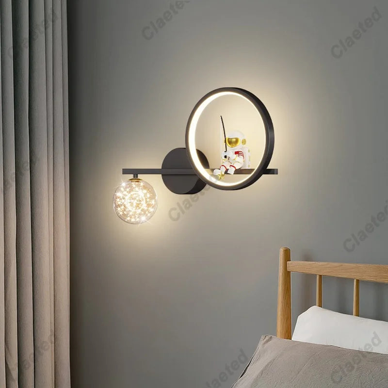 LED Star Astronaut Projection Wall Lamp Creative Lighting Fixture for Children's Rooms