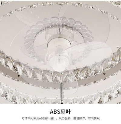 Flush Mount Ceiling Fan with Dimmable LED Crystal Light: Sleek and Modern Design