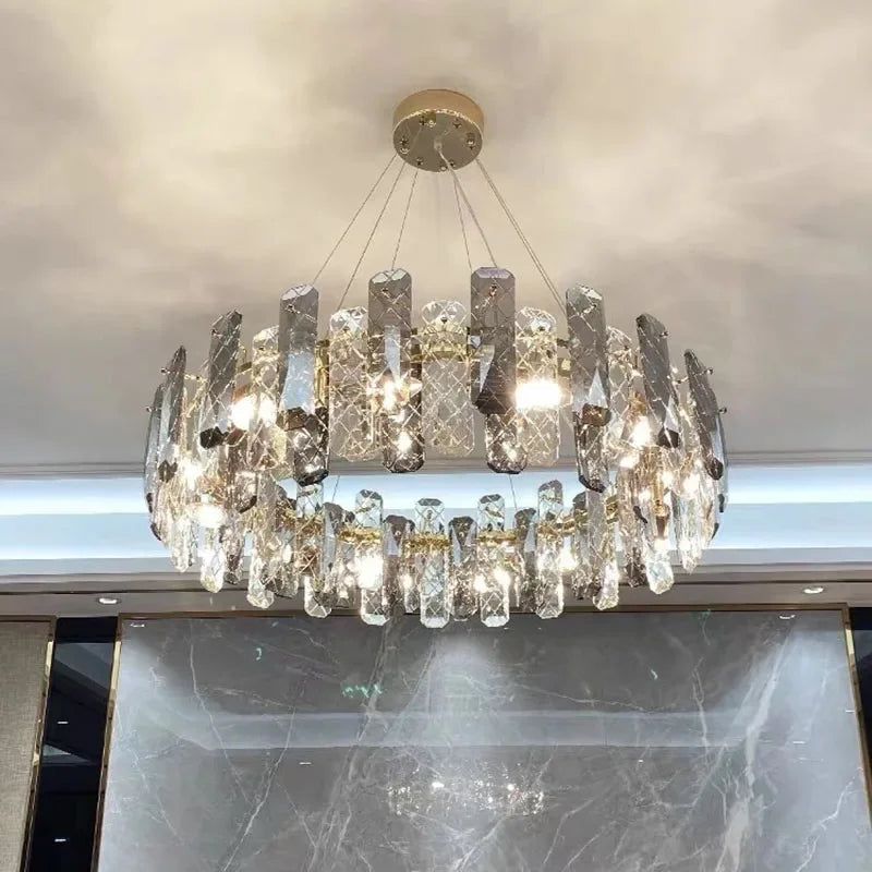 Modern Luxury Crystal Chandelier for Home Decor in Living and Dining Rooms Hanging Lamps with Glass Pendant Light
