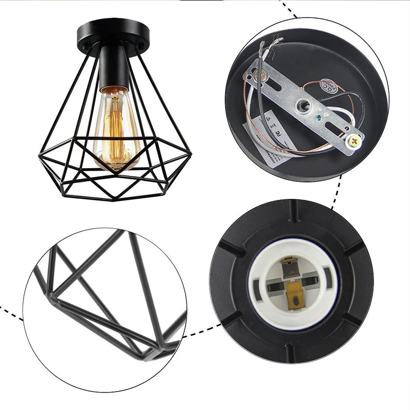 Modern Minimalist Ceiling Lights: Black Iron Fixtures Perfect for Hallways, Balconies, Fitting Rooms, and Aisles