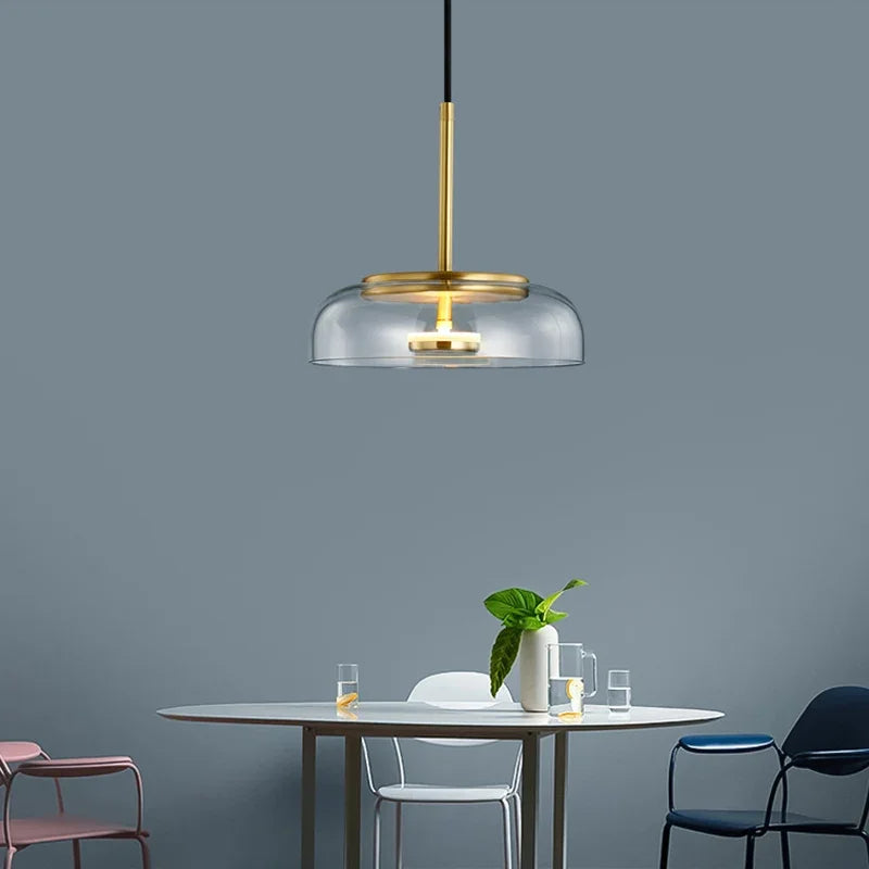 Modern Glass Pendant Lamps - Stylish LED Bowl Lighting Fixture for Indoor Decor
