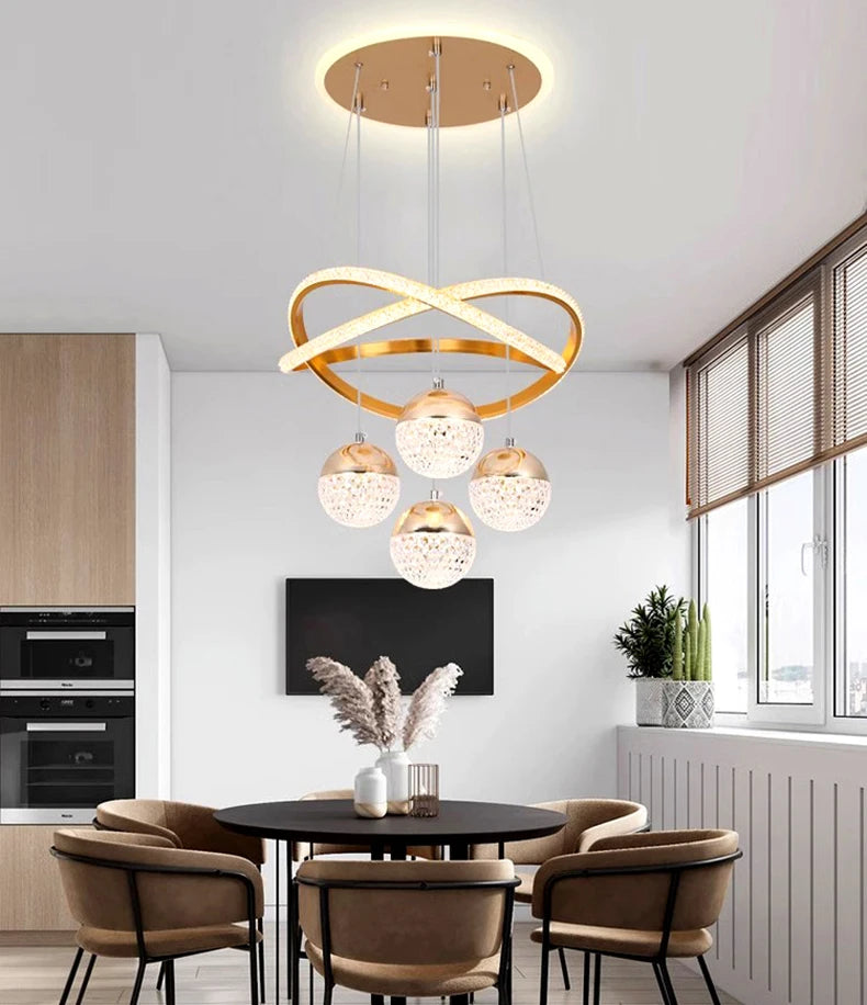 Modern LED Dining Room Chandelier - Elegant Indoor Lighting for Living Room, Bedroom, and Kitchen