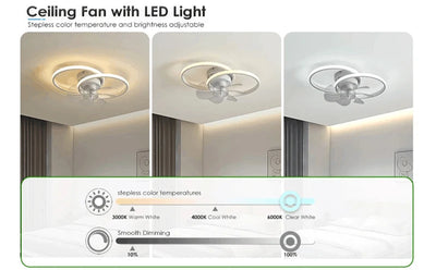 2 in 1 Modern Smart Ceiling Fan – Dimmable LED Ceiling Fan with Light for Bedroom and Living Room