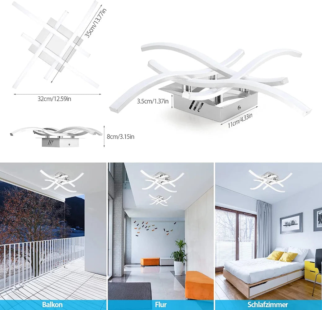 Modern LED Ceiling Light 12W 24W Cold White for Living Room, Dining Room, Bedroom