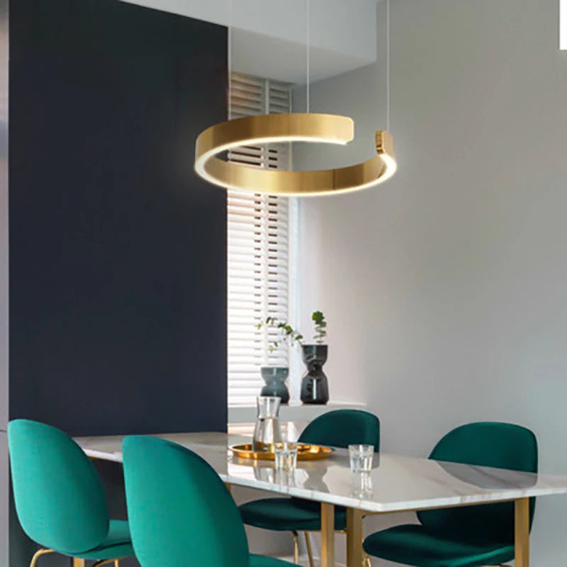 Modern Round Ring Lamp: Ceiling Chandelier Lighting, LED Pendant Light Perfect for Dining Rooms, Bedrooms, Living Rooms