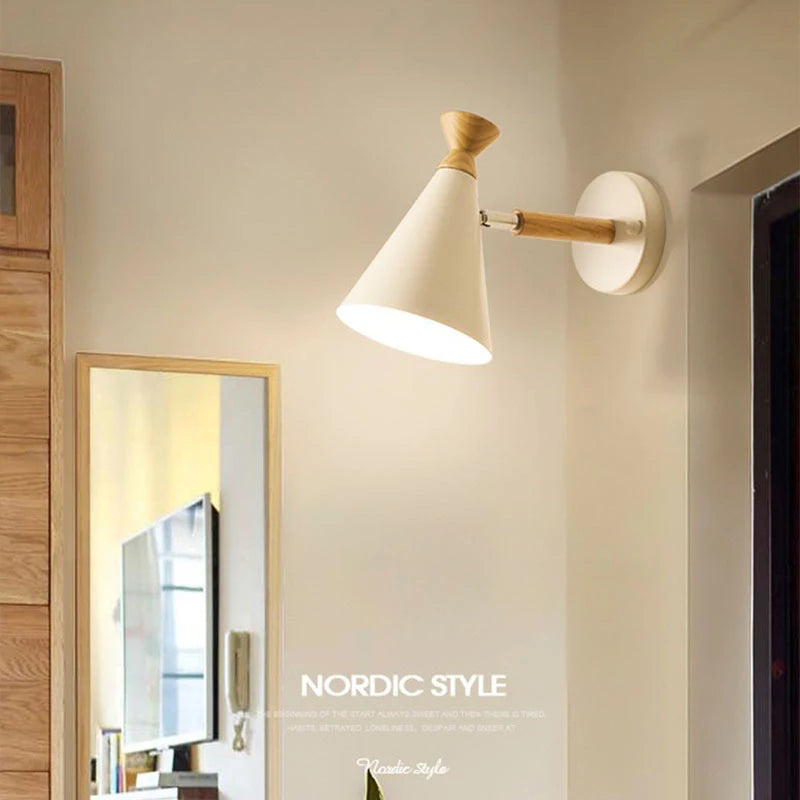 Nordic Solid Wood Wall Lamp - Modern Bedside and Decorative Lighting