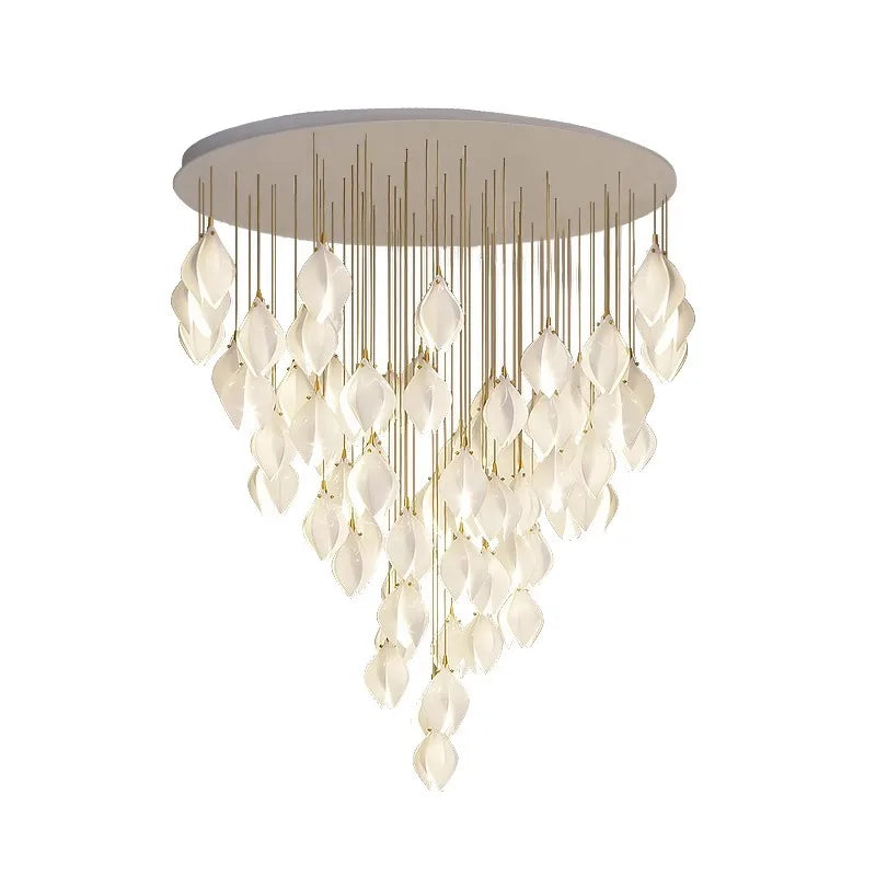 Modern Magnolia Long Pendant Light Ceramic LED for Staircase, Living Room, Dining Room, and Bedroom