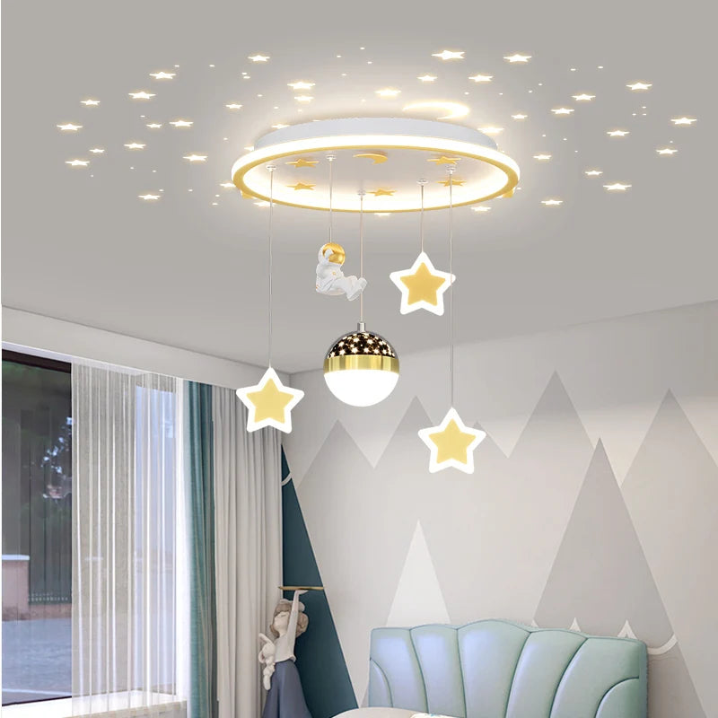 LED Children's Room Ceiling Light - Star and Astronaut Design for Whimsical Bedroom Decor