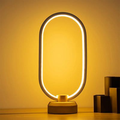 Creative Hollow Oval LED Desk Lamp - Solid Wood for Bedroom, Living Room, Study Table