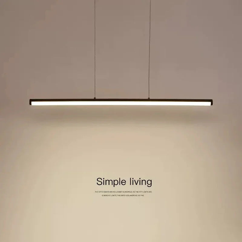 Modern LED Pendant Lamp: Minimalist Aluminum Long Strip Hanging Lighting for Bar, Dining, Living Room, Bedroom