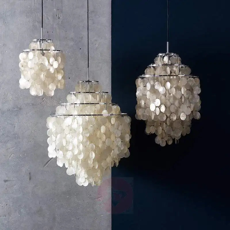Luxury Aeolian Bells Hanging Dimmable Lamp - Coastal Elegance for Living Rooms, Shops & Restaurants 3-Light, LED,