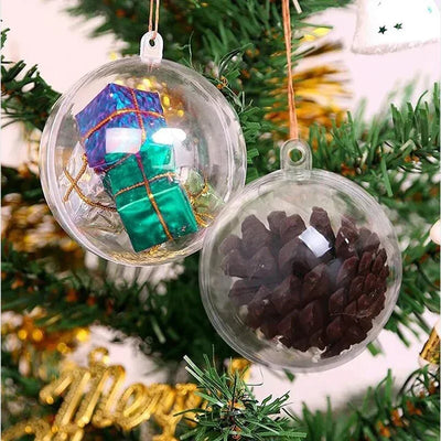 10pcs Clear Plastic Christmas Baubles Transparent Fillable Ornament Balls for Tree, Wedding, and Party Decorations