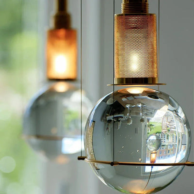 Modern Round Glass Ceiling Lamp - LED Pendant Lights for Living Room, Kitchen Island, and Bedside