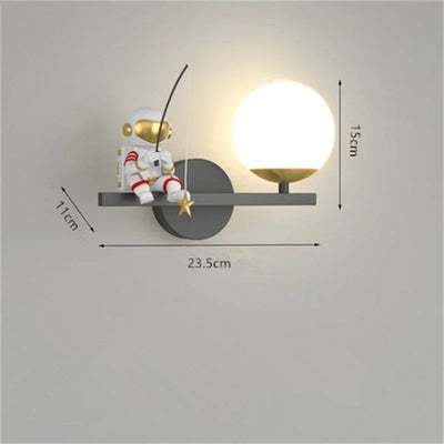 Modern Moon Astronaut Wall Sconce Lamp for Children's Room