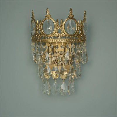 Modern Luxury LED Crystal Chandelier - French Vintage Golden Crown Pendant for Living Room, Bedroom, and Hallway