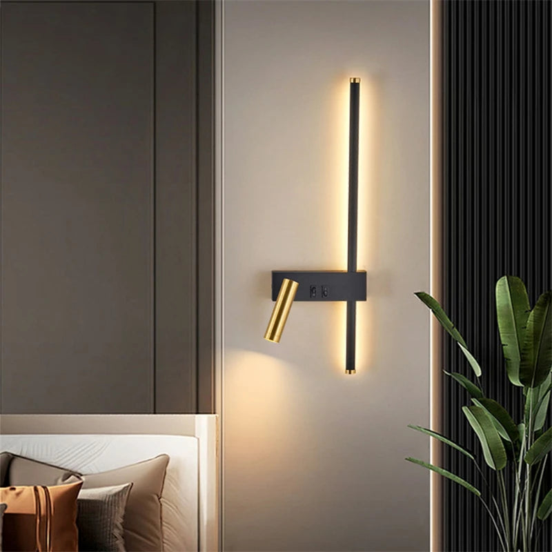 Nordic Modern LED Wall Lamp Simple Design for Living Room Sofa Background, Reading or Bedside in Bedroom