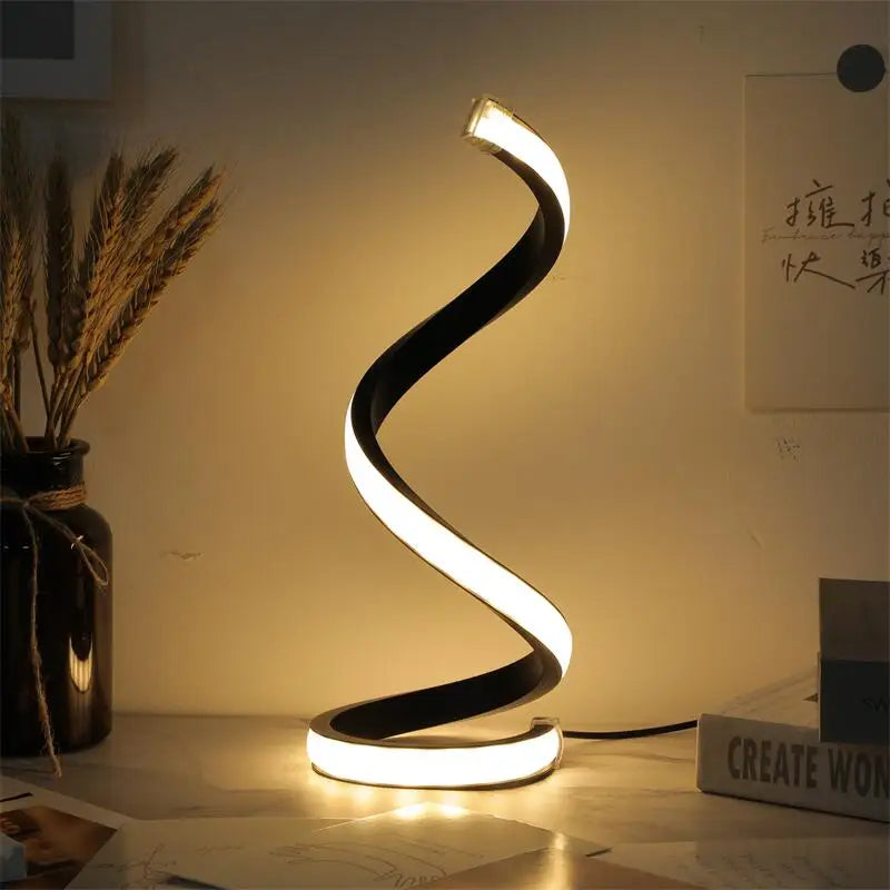 Spiral LED Desk Lamp - Contemporary Design with Three-Speed Dimming, USB Power