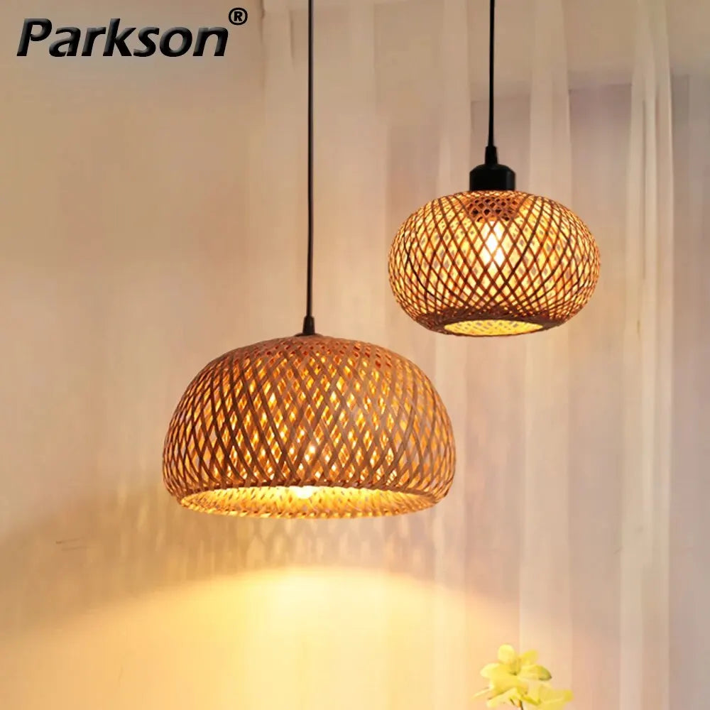 Handmade Rattan Bamboo Chandelier: LED Ceiling Lamp E27 Fixture for Weaving Home Living Room Decor