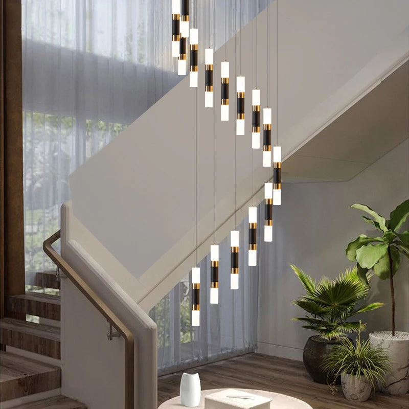 Modern LED Long Tube Chandelier: Perfect for Kitchen Island, Villa, Restaurant, Living Room, Staircase, Hall, Hotel