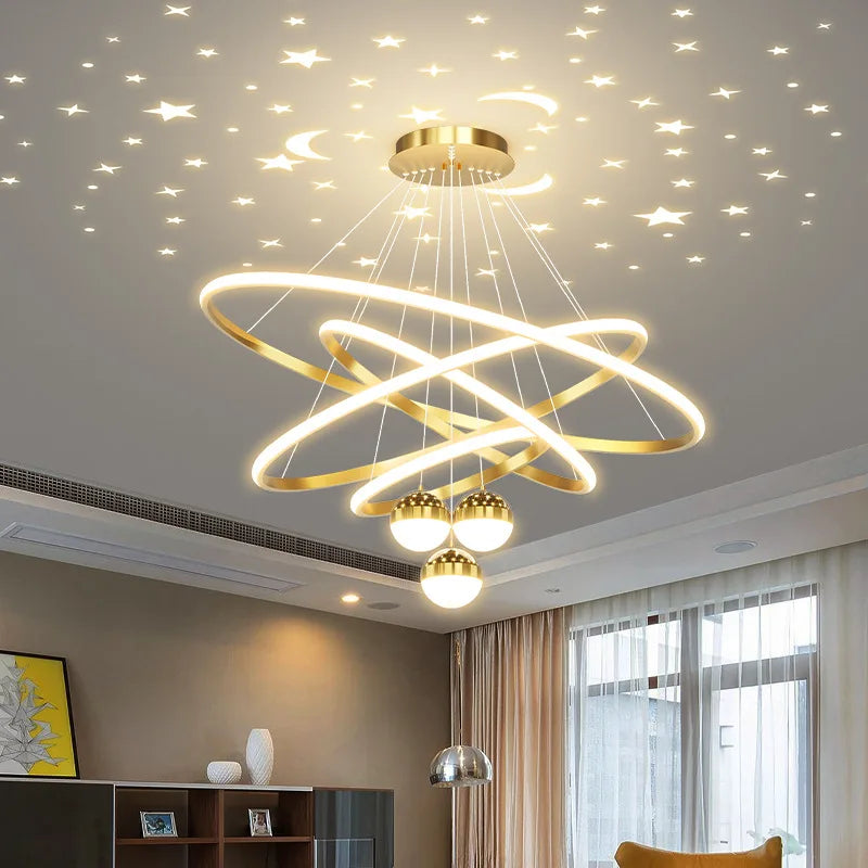 Modern LED Pendant Light: Nordic Fashion Circular Lamp in Black/Golden for Bedroom, Living Room, Kitchen