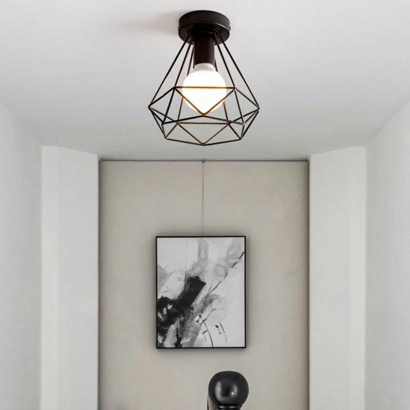 Modern Minimalist Ceiling Lights: Black Iron Fixtures Perfect for Hallways, Balconies, Fitting Rooms, and Aisles