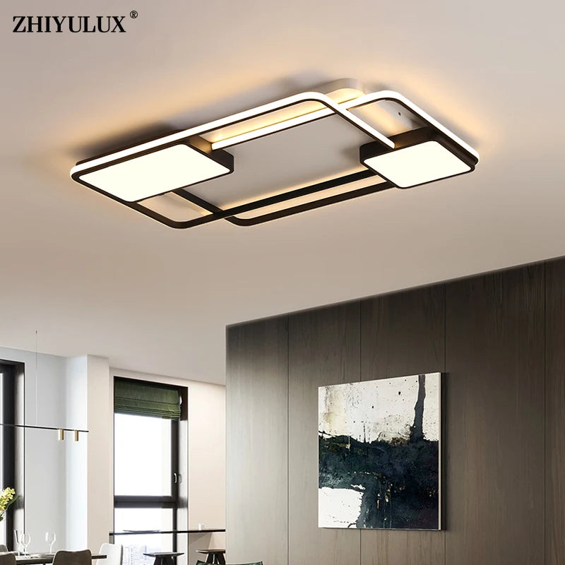 Remote Dimming Modern LED Chandelier Lights: Round/Square Design for Dining, Living Room, Kitchen, Aisle, Flats, Hall