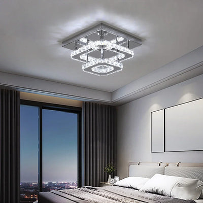 Stainless Steel Modern Crystal Chandelier Luxury Pendant Ceiling Light for Dining Room, Bedroom, or Kitchen