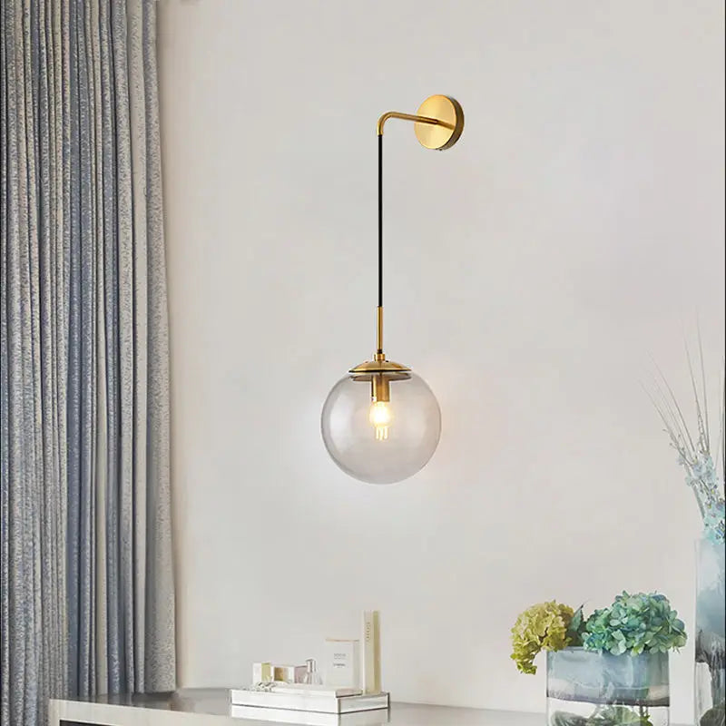 Nordic Brass Gold Ball Glass Wall Sconce - Illuminate Your Space with Elegant Simplicity