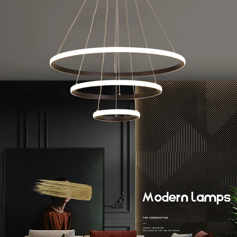 Nordic Luxury Hanging Light: Adjustable LED Pendant Chandelier Ceiling Lamp for High Brightness Living Room and Bedroom